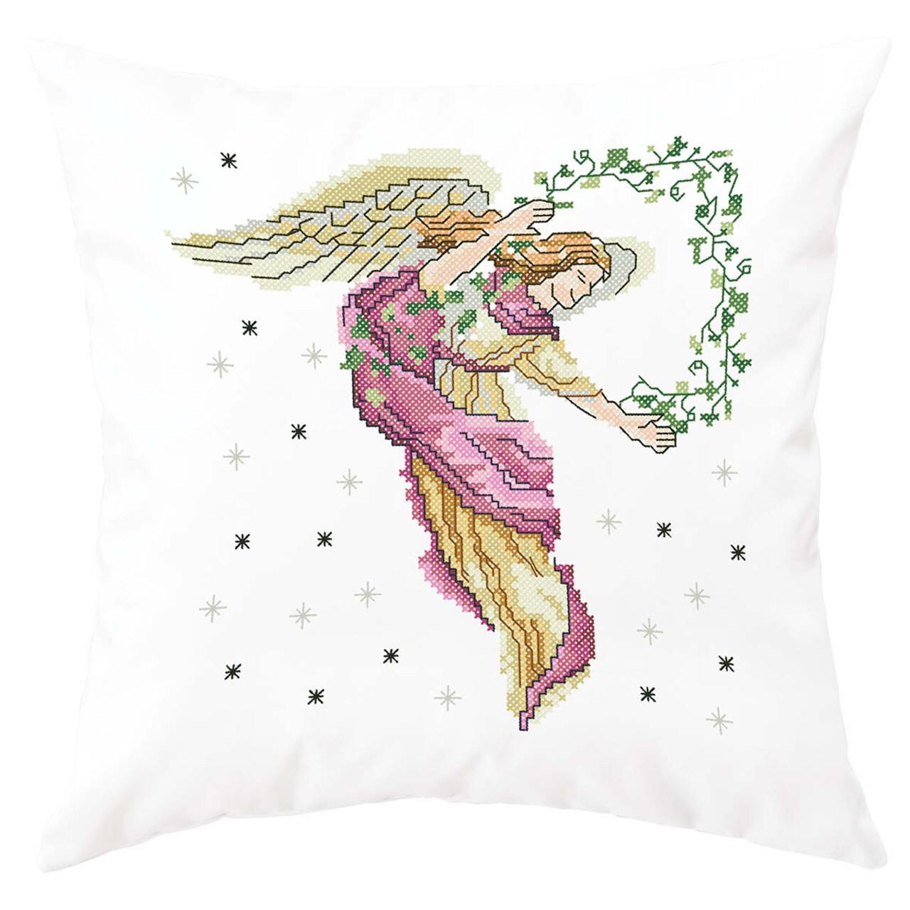 Herrschners Angel of Love Pillow Cover Stamped Cross-Stitch Kit